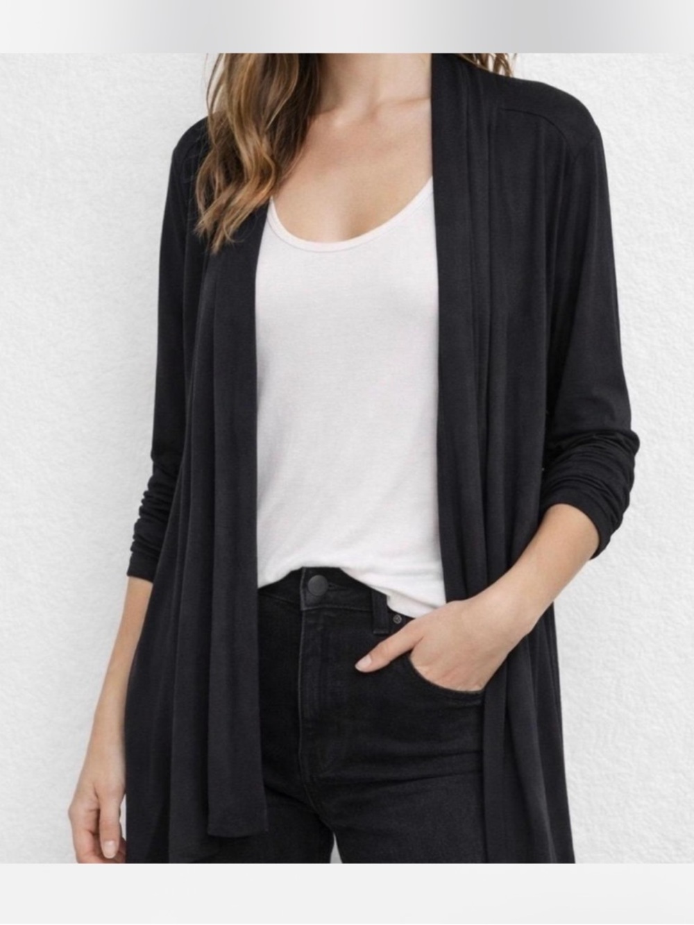 J. Jill Wearever Collection Black Stretchy Open Front Long Sleeve Cardigan XL